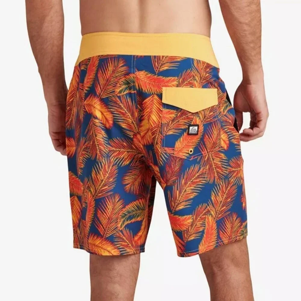 NWT Reef Harrison Board Shorts 38 Palm Print Surf Insignia Blue Swim Shorts